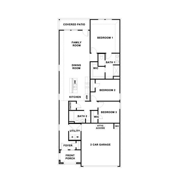 2D floor plan layout for the The Caroline by D.R. Horton in Watermill, Uhland, TX (Image 3). 2D floor plan layout for the The Caroline by D.R. Horton in Watermill, Uhland, TX (Image 3).