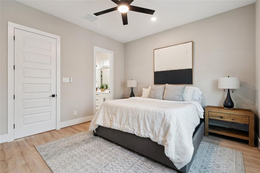 Privacy and proportion guide this suite, where restful design meets contemporary scale.