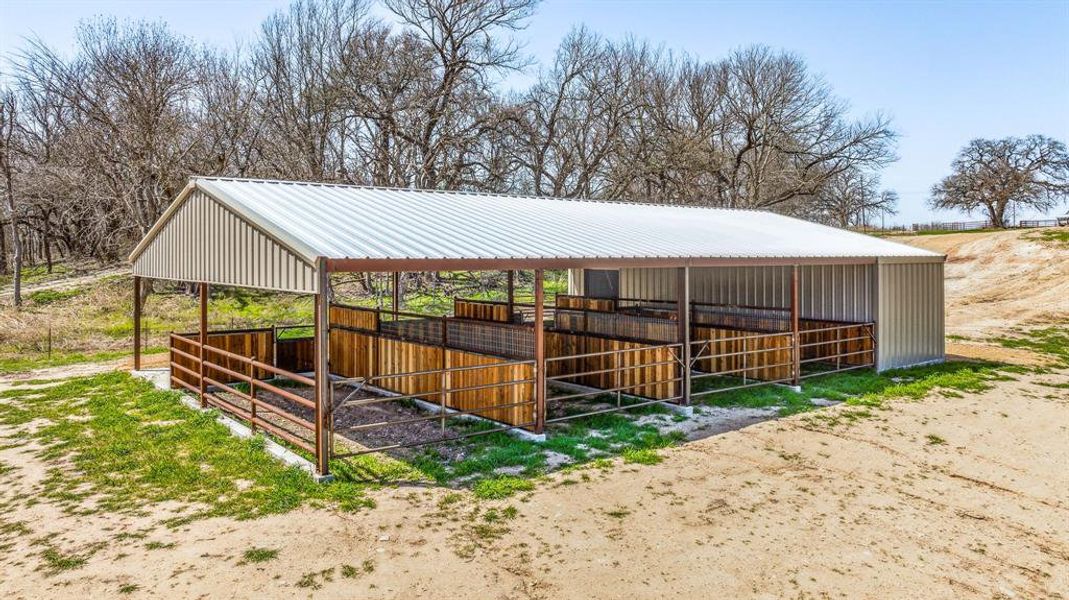 View of horse barn