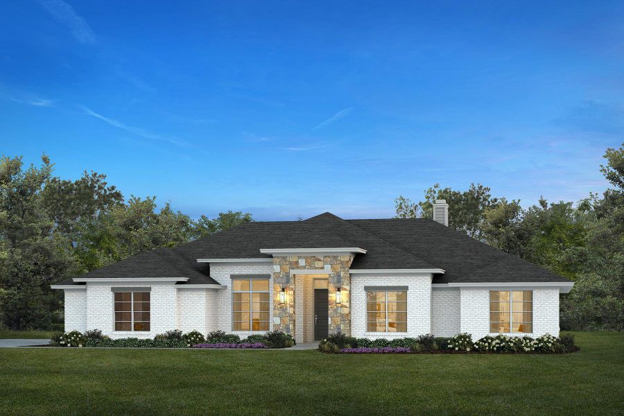 Representative exterior photo of a completed home built from the The Lubbock by Kenmark Homes in Cotten Creek, Azle, TX (Image 1). Representative exterior photo of a completed home built from the The Lubbock by Kenmark Homes in Cotten Creek, Azle, TX (Image 1).