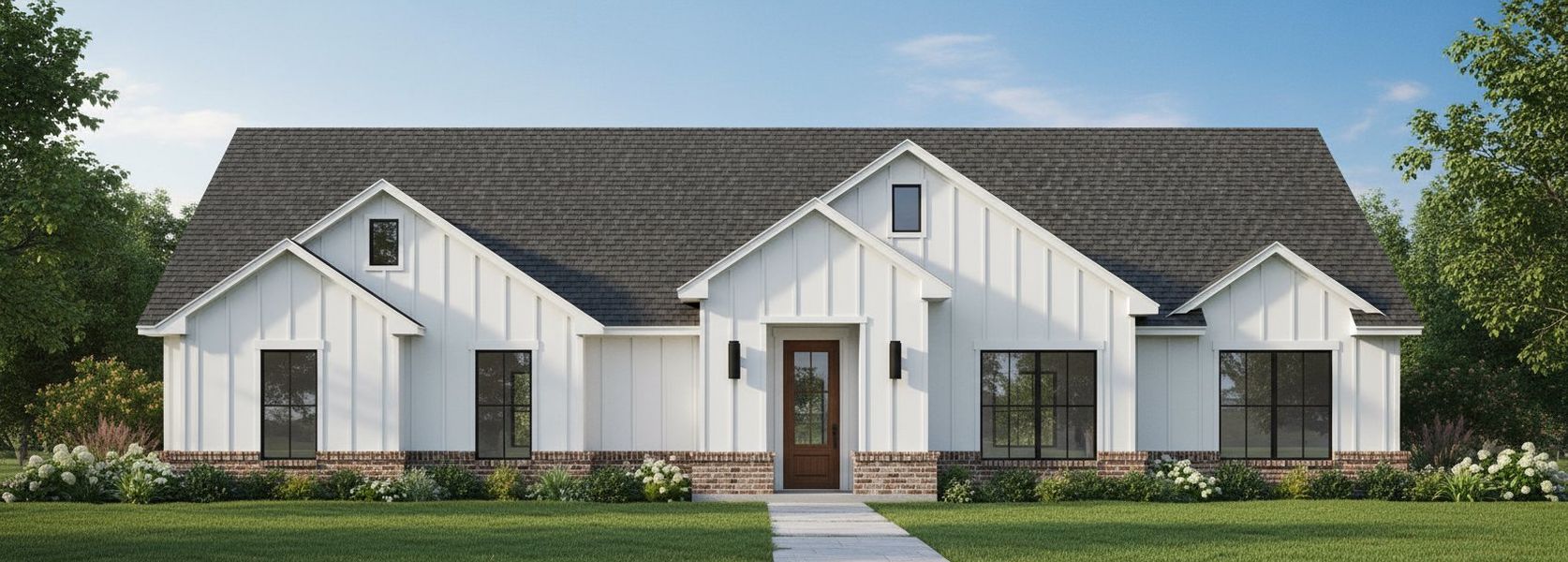 Representative exterior photo of a completed home built from the The Lotus by Kenmark Homes in Taylor Ranch, Springtown, TX (Image 4). Representative exterior photo of a completed home built from the The Lotus by Kenmark Homes in Taylor Ranch, Springtown, TX (Image 4).