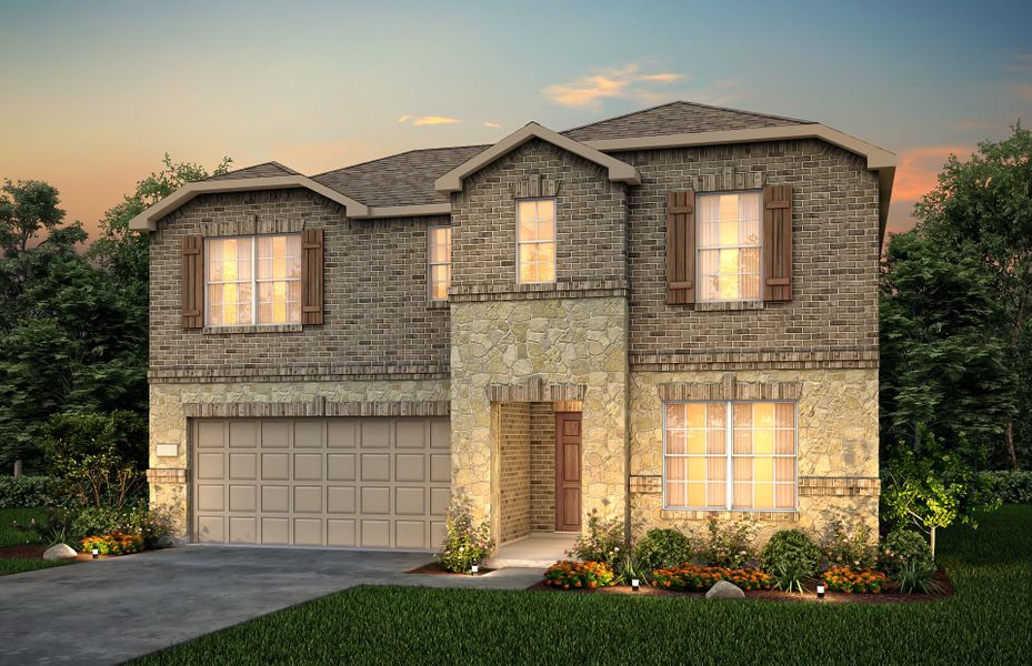 Front exterior of a new home in Elizabeth Creek, Haslet, TX, highlighting curb appeal (Image 23).