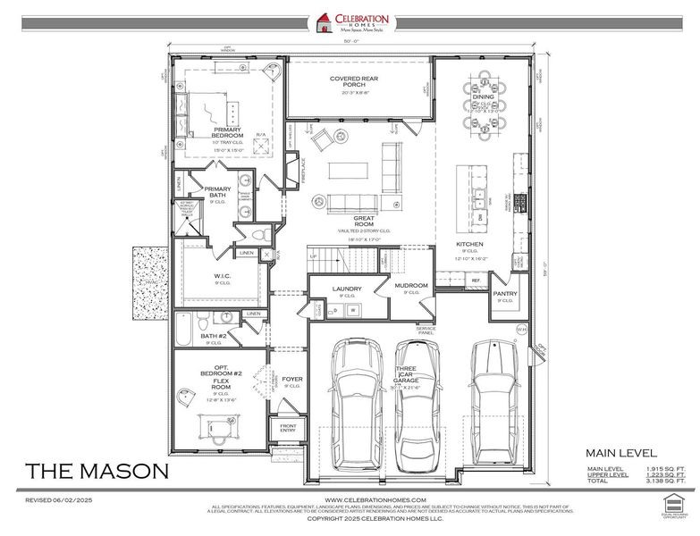 2D floor plan layout for the Mason by Celebration Homes in Ashlyn, Fairview, TN (Image 13).