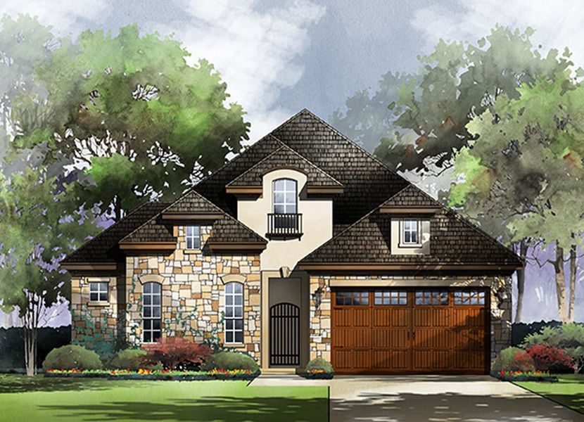 Bordeaux Floor Plan in Ranches at Creekside, Boerne | Sitterle Homes Elevation A Bordeaux Floor Plan in Ranches at Creekside, Boerne | Sitterle Homes Elevation A