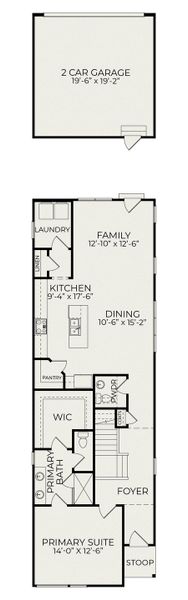2D floor plan layout for the Evergreen A by Homes by Dickerson in Chatham Park, Pittsboro, NC (Image 2). 2D floor plan layout for the Evergreen A by Homes by Dickerson in Chatham Park, Pittsboro, NC (Image 2).