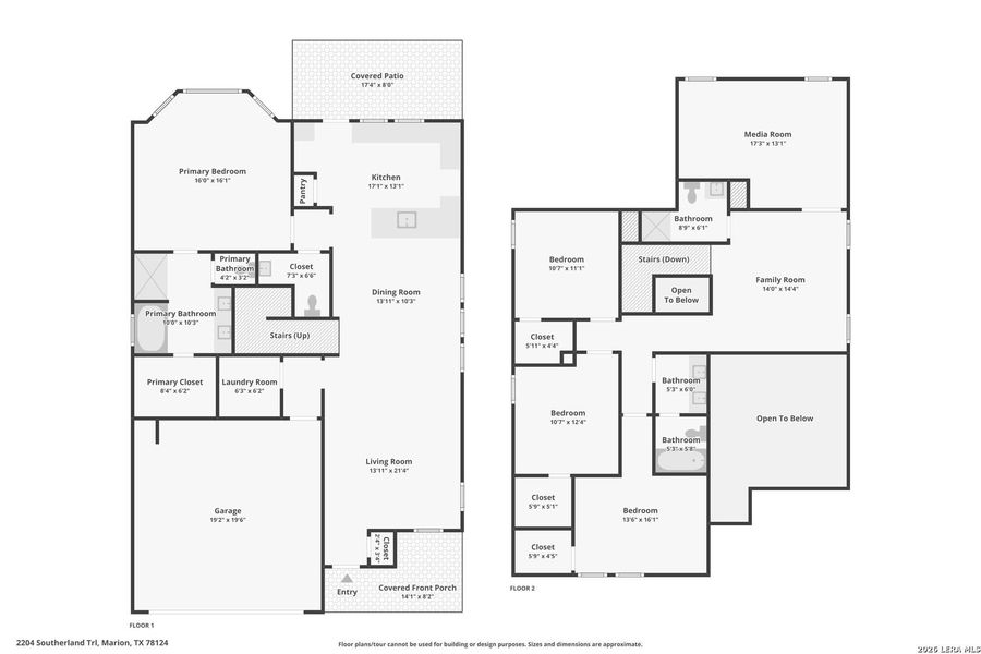 2D floor plan layout of this home in Stetson Ridge, Marion, TX (Image 5).