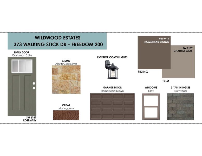 Sample of building materials used in homes in Wildwood Estates, Nolanville (Image 3). Sample of building materials used in homes in Wildwood Estates, Nolanville (Image 3).