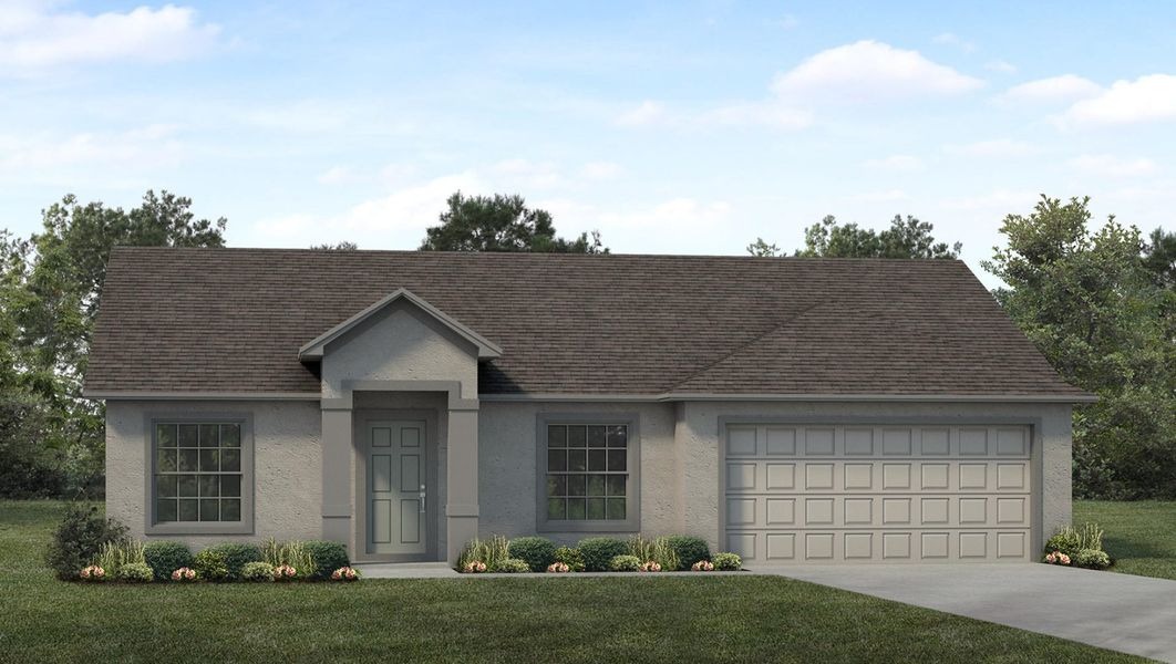 Representative exterior photo of a completed home built from the The Providence by Southern Homes in Sand Lake Groves, Bartow, FL (Image 1). Representative exterior photo of a completed home built from the The Providence by Southern Homes in Sand Lake Groves, Bartow, FL (Image 1).