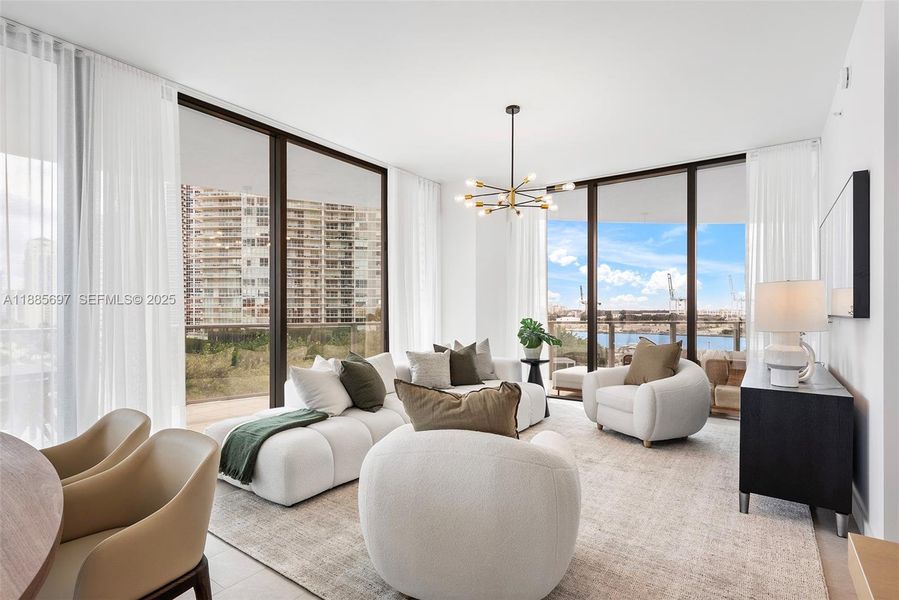 Furnished interior view inside a new home in Five Park, Miami Beach (Image 19).
