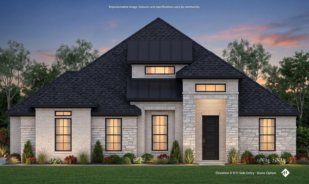 Front exterior of a new home in Redden Farms - Phase 1, Midlothian, TX, highlighting curb appeal (Image 19). Front exterior of a new home in Redden Farms - Phase 1, Midlothian, TX, highlighting curb appeal (Image 19).