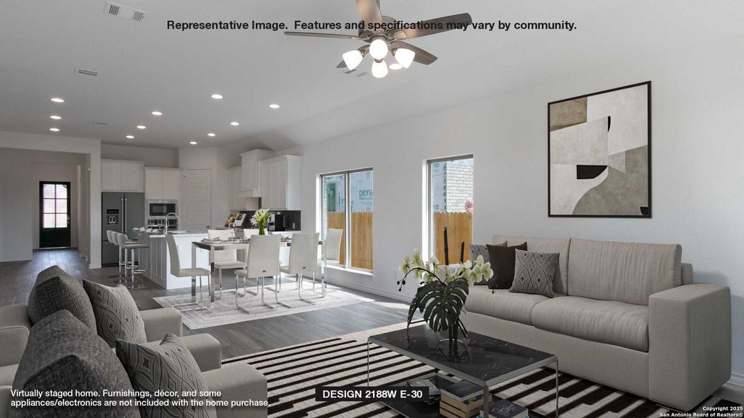Furnished interior view inside a new home in Homestead 55', Cibolo (Image 4).