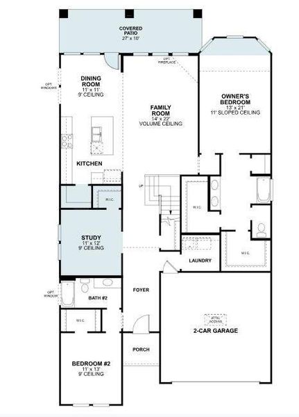 2D floor plan layout of this home in Lilybrooke at Legacy Hills, Celina, TX (Image 3).