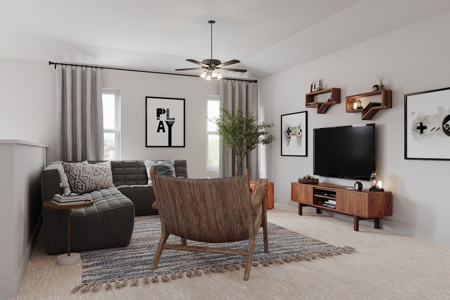 Representative furnished interior of a home built from the Marathon by Beazer Homes in Waterbend: Arbors 40', Euless (Image 6). Representative furnished interior of a home built from the Marathon by Beazer Homes in Waterbend: Arbors 40', Euless (Image 6).