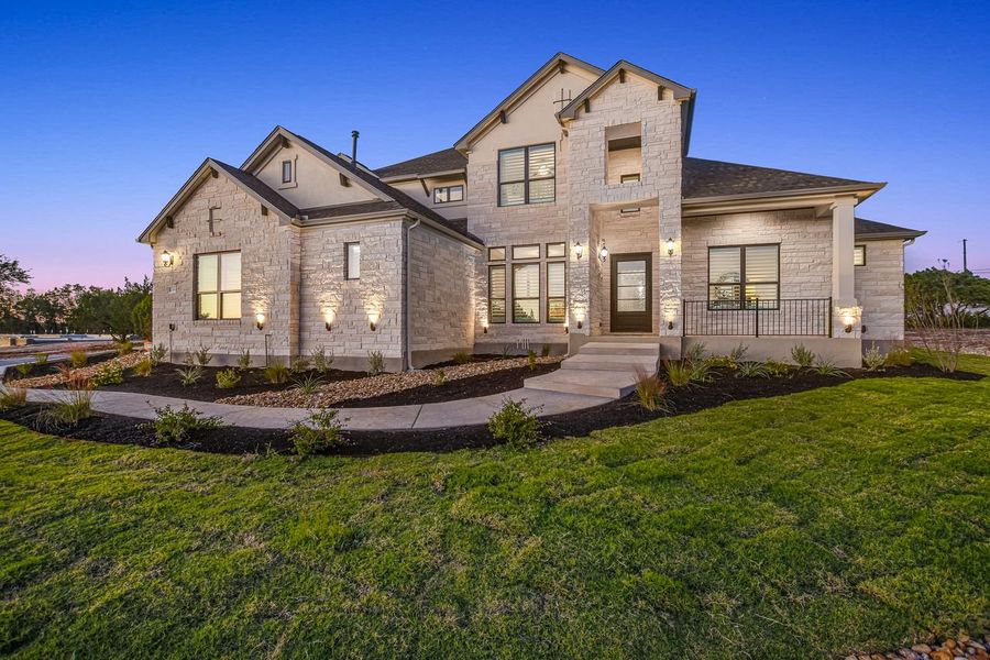 Representative exterior photo of a completed home built from the Madera II by Giddens Homes in Scofield Farms Estates, Georgetown, TX (Image 27).