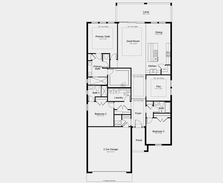 2D floor plan layout for the Marino by Taylor Morrison in Esplanade at Wellen Park, Englewood, FL (Image 5). 2D floor plan layout for the Marino by Taylor Morrison in Esplanade at Wellen Park, Englewood, FL (Image 5).