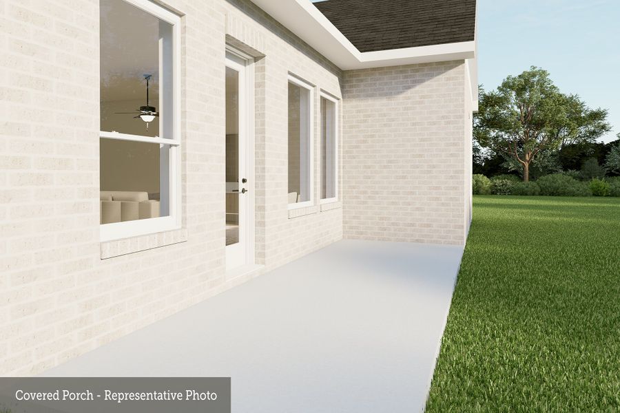 Representative exterior details of a home built from the The Cherry Blossom by David Weekley Homes in The Grand Prairie - Retreat Collection, Hockley (Image 3).