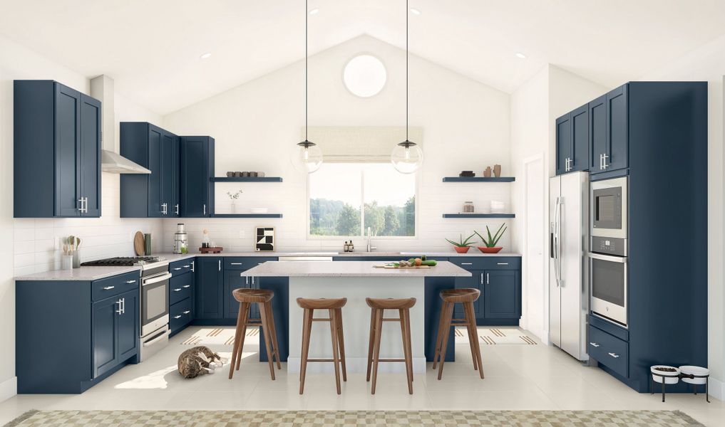 Kitchen with floating shelves