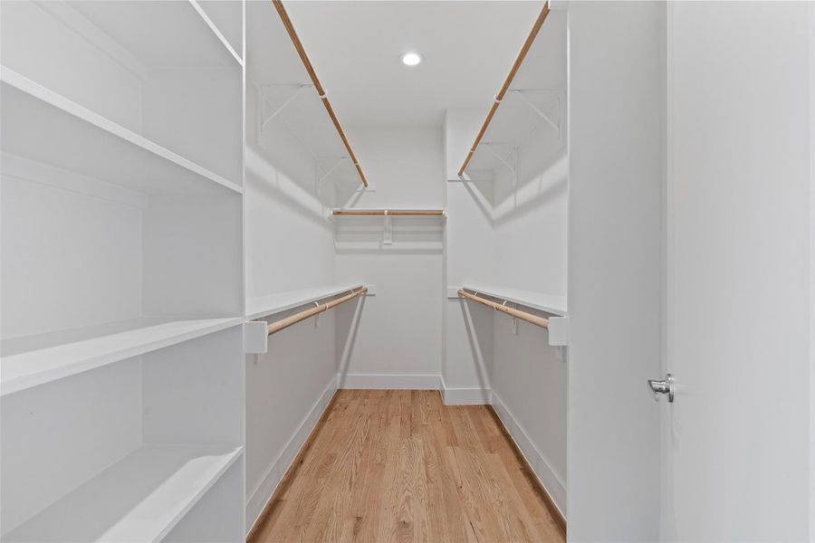 2 spacious walk-in closet with built-in shelving & ample hanging space for both him and her. Designed to keep your wardrobe organized & easily accessible. 2 spacious walk-in closet with built-in shelving & ample hanging space for both him and her. Designed to keep your wardrobe organized & easily accessible.