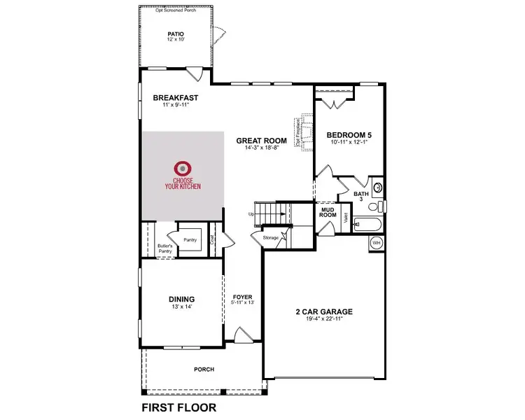 2D floor plan layout of this home in Friendship Village: Friendship Village Single-Family, Apex, NC (Image 1).
