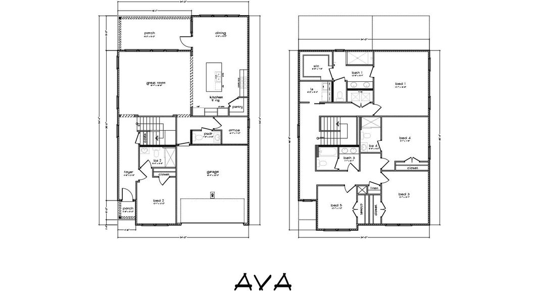 2D floor plan layout for the Ava by D.R. Horton in Parkside, Santa Rosa Beach, FL (Image 5).