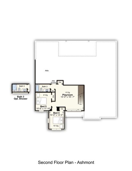 2D floor plan layout for the Ashmont by Grant & Co in Georgetown, Collierville, TN (Image 4).