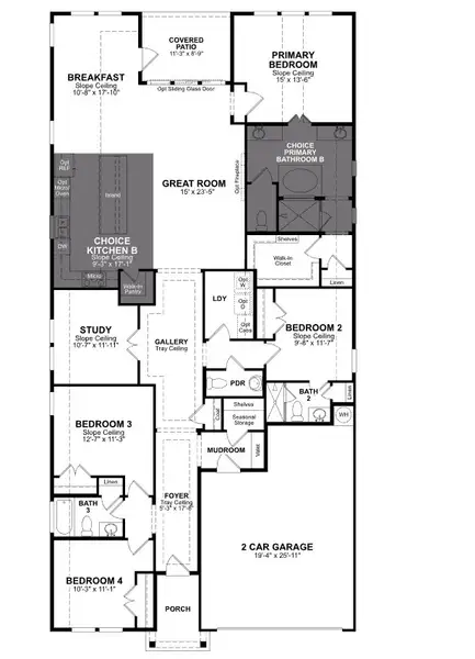 2D floor plan layout of this home in Venado Crossing, Cibolo, TX (Image 1).