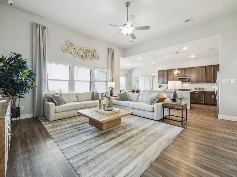 Kick your feet up after a long day in your cozy living space.