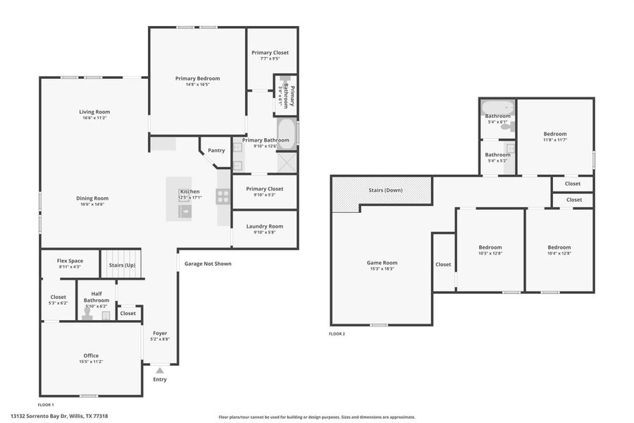 2D floor plan layout of this home in Lake Conroe Cove, Willis, TX (Image 5). 2D floor plan layout of this home in Lake Conroe Cove, Willis, TX (Image 5).