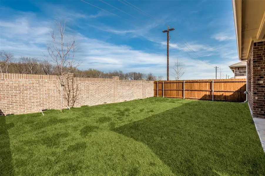 View of fenced backyard