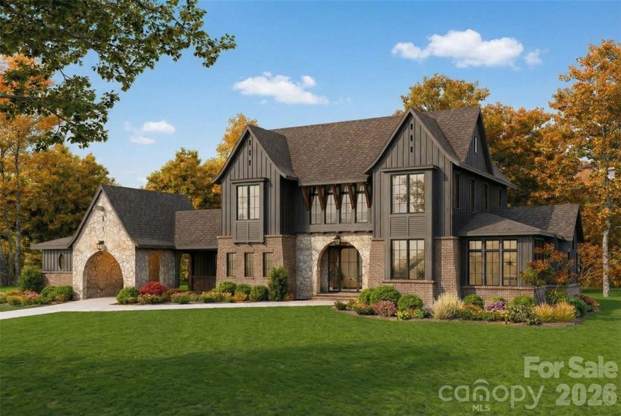 Front exterior of a new home in , Davidson, NC, highlighting curb appeal (Image 1). Front exterior of a new home in , Davidson, NC, highlighting curb appeal (Image 1).