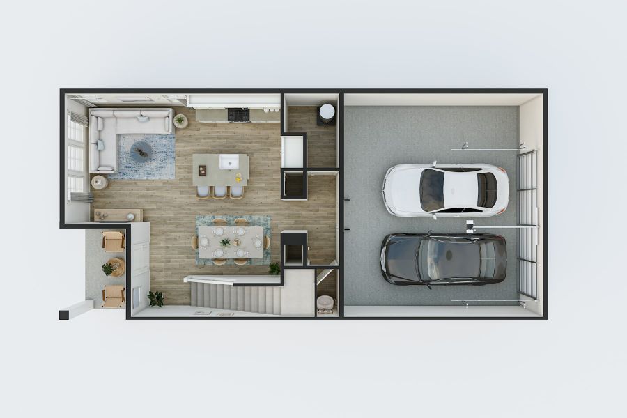 2D floor plan layout for the B by Tri Pointe Homes in Candelas Townhomes, Arvada, CO (Image 3).