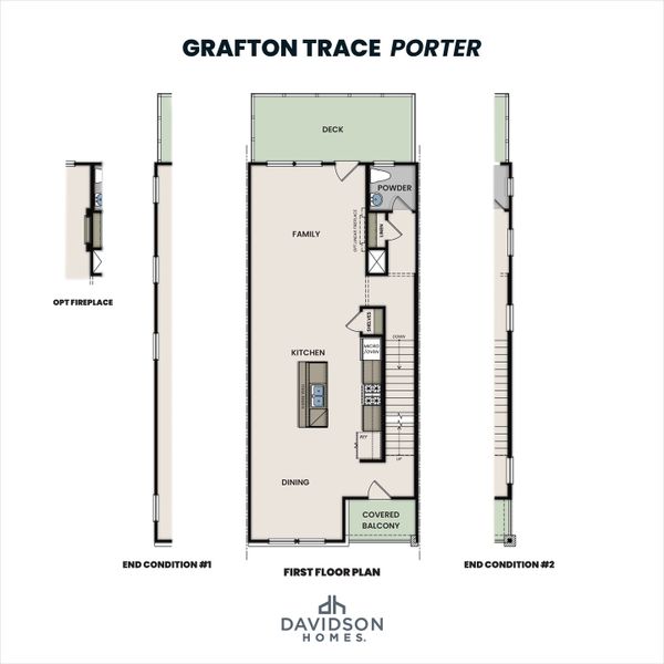 2D floor plan layout for the The Porter A by Davidson Homes LLC in Grafton Trace, Woodstock, GA (Image 2).