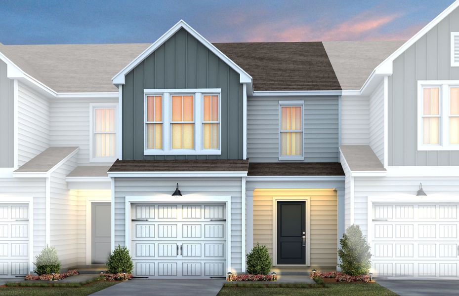 Front exterior of a new home in Solana, Durham, NC, highlighting curb appeal (Image 17).