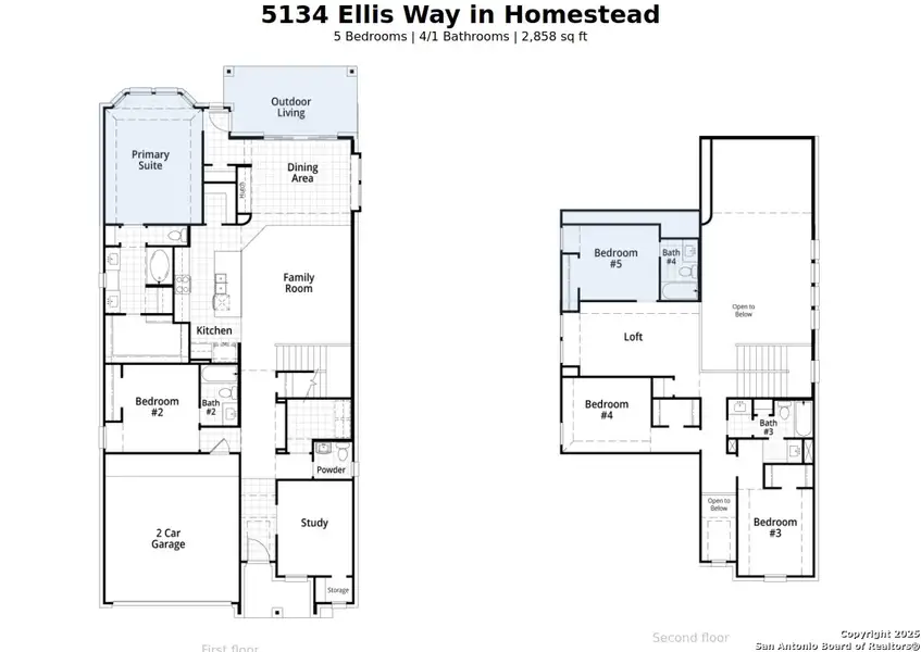 2D floor plan layout of this home in Homestead, Schertz, TX (Image 2).