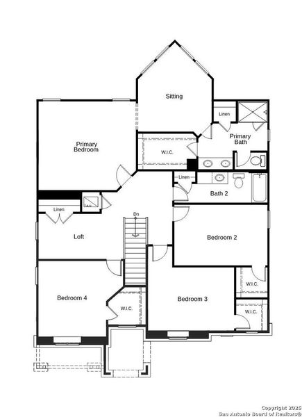 2D floor plan layout of this home in The Granary - Heritage Collection, San Antonio, TX (Image 2).
