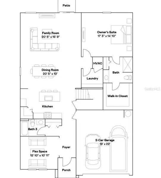 2D floor plan layout of this home in , Deland, FL (Image 3).
