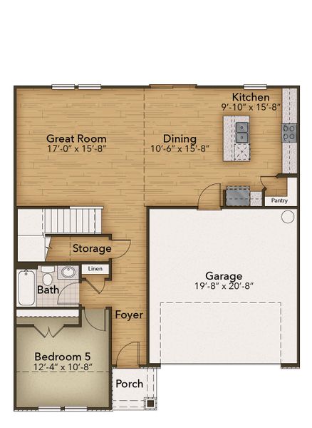 2D floor plan layout for the The Poppy by Chesapeake Homes in Neill's Pointe, Angier, NC (Image 5). 2D floor plan layout for the The Poppy by Chesapeake Homes in Neill's Pointe, Angier, NC (Image 5).