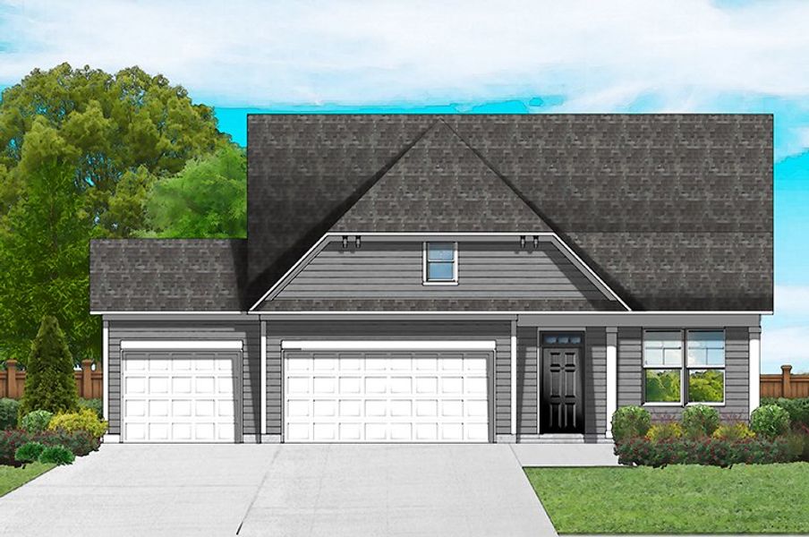 Elevation A - 3rd Car Garage & Ext. Porch