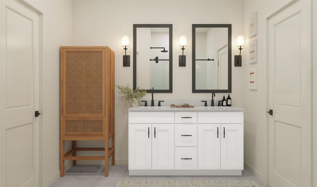 Luxurious primary bath (*Artist rendering used for illustration purposes only.) Luxurious primary bath (*Artist rendering used for illustration purposes only.)