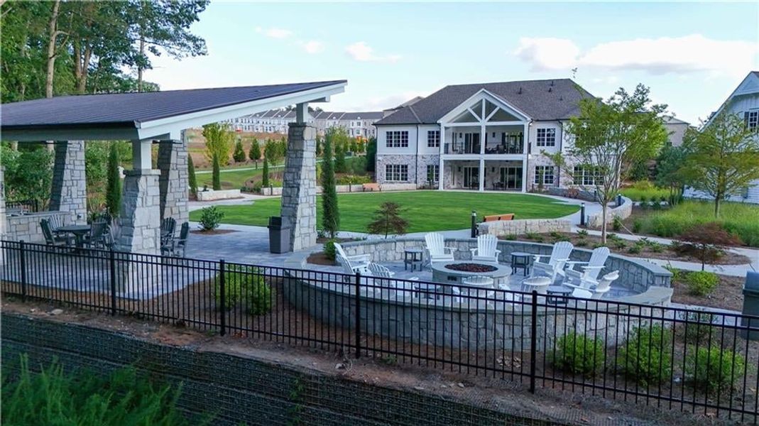 Relax by the community firepit while the sound of the river in the background!