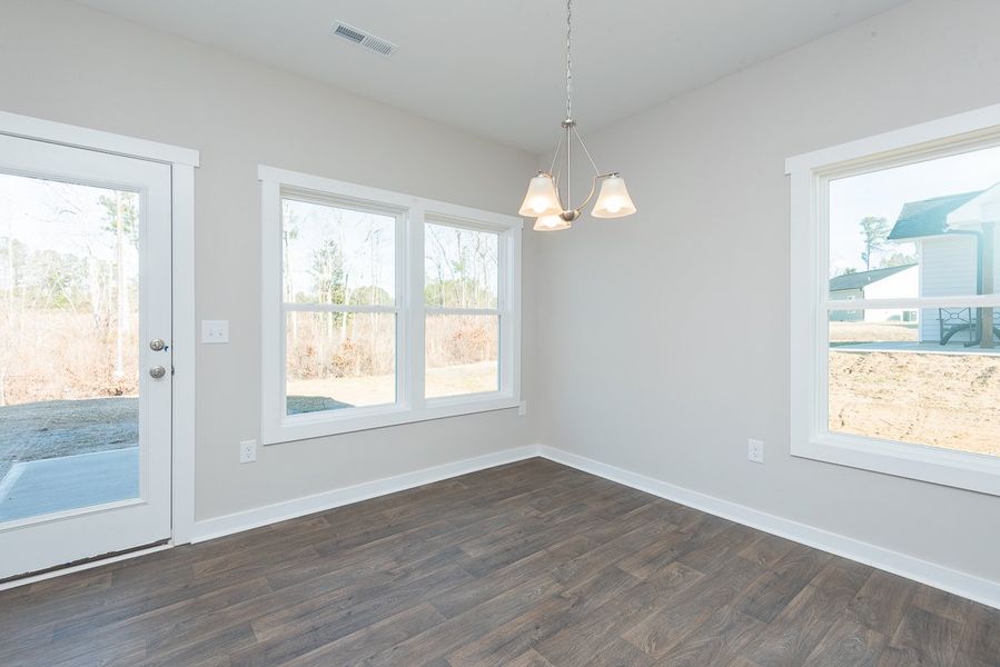 Representative unfurnished interior of a home built from the Dogwood by Foundation Home Builders LLC in Pinnix Loop, Burlington (Image 18). Representative unfurnished interior of a home built from the Dogwood by Foundation Home Builders LLC in Pinnix Loop, Burlington (Image 18).