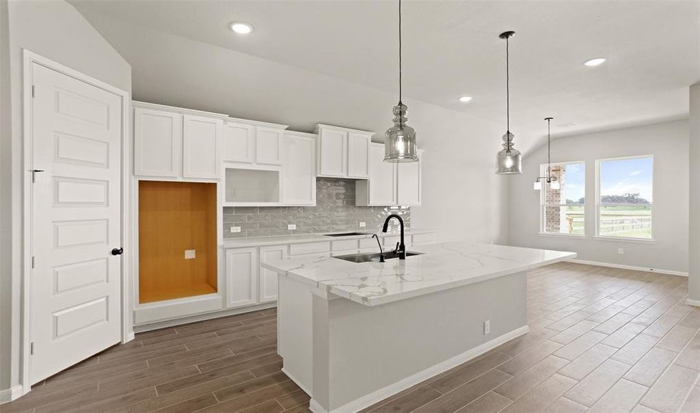 View of kitchen and dining area