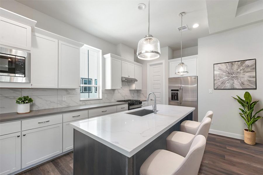 Furnished interior view inside a new home in The Corner At Buffalo Pointe, Houston (Image 8). Furnished interior view inside a new home in The Corner At Buffalo Pointe, Houston (Image 8).