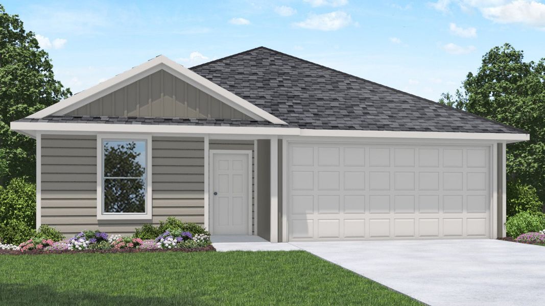 Front exterior of a new home in Reserve at Mallard Lakes, Orange, TX, highlighting curb appeal (Image 15). Front exterior of a new home in Reserve at Mallard Lakes, Orange, TX, highlighting curb appeal (Image 15).