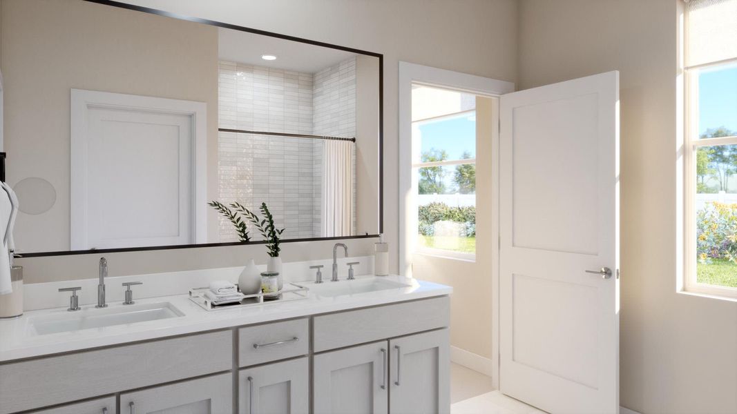 Primary Bathroom | Luna | Hodges Reserve | New Homes In Howey-in-the-Hills, FL by Landsea Homes Primary Bathroom | Luna | Hodges Reserve | New Homes In Howey-in-the-Hills, FL by Landsea Homes