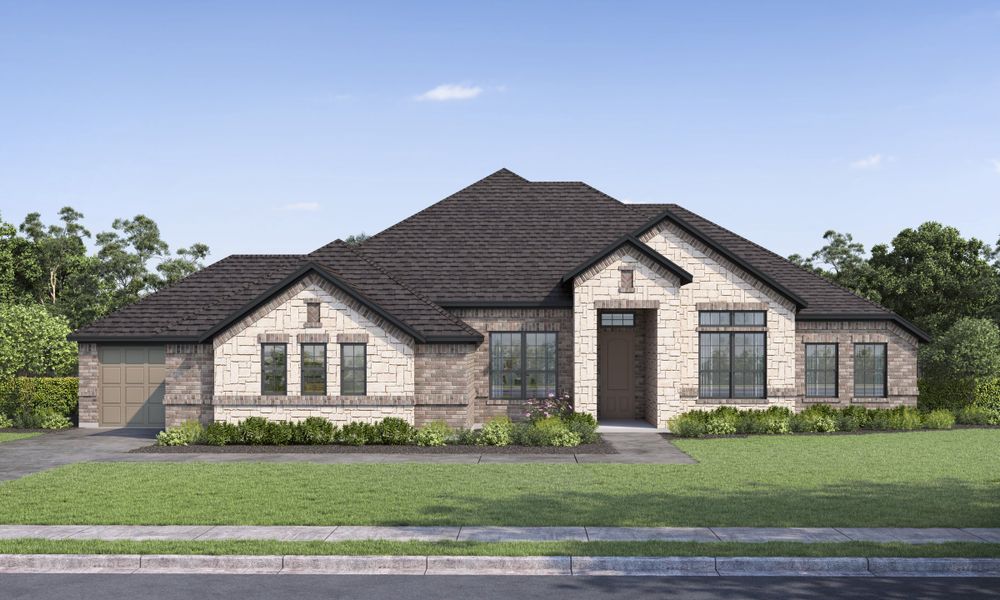 Front exterior of a new home in Creekview Farms, Greenville, TX, highlighting curb appeal (Image 28).