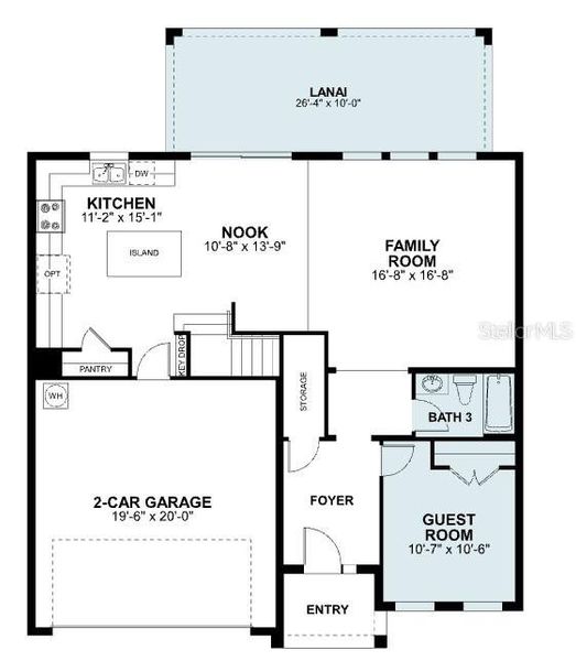 2D floor plan layout of this home in Eden at Crossprairie, St. Cloud, FL (Image 4).