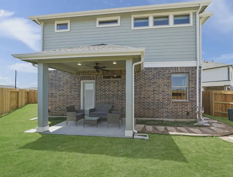 Representative exterior details of a home built from the Storybrooke by Chesmar Homes in Sienna Courtyard, Missouri City (Image 3).