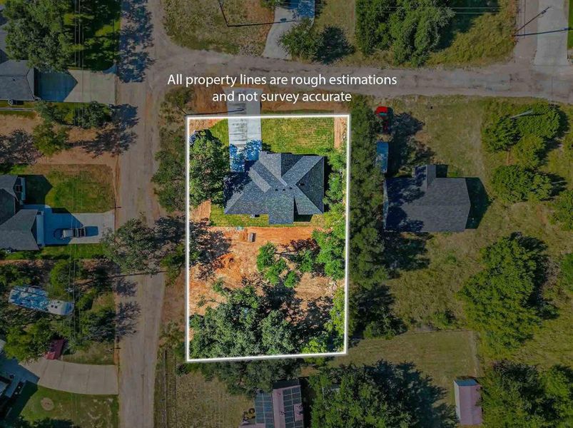 Aerial view of property's location with property boundaries highlighted