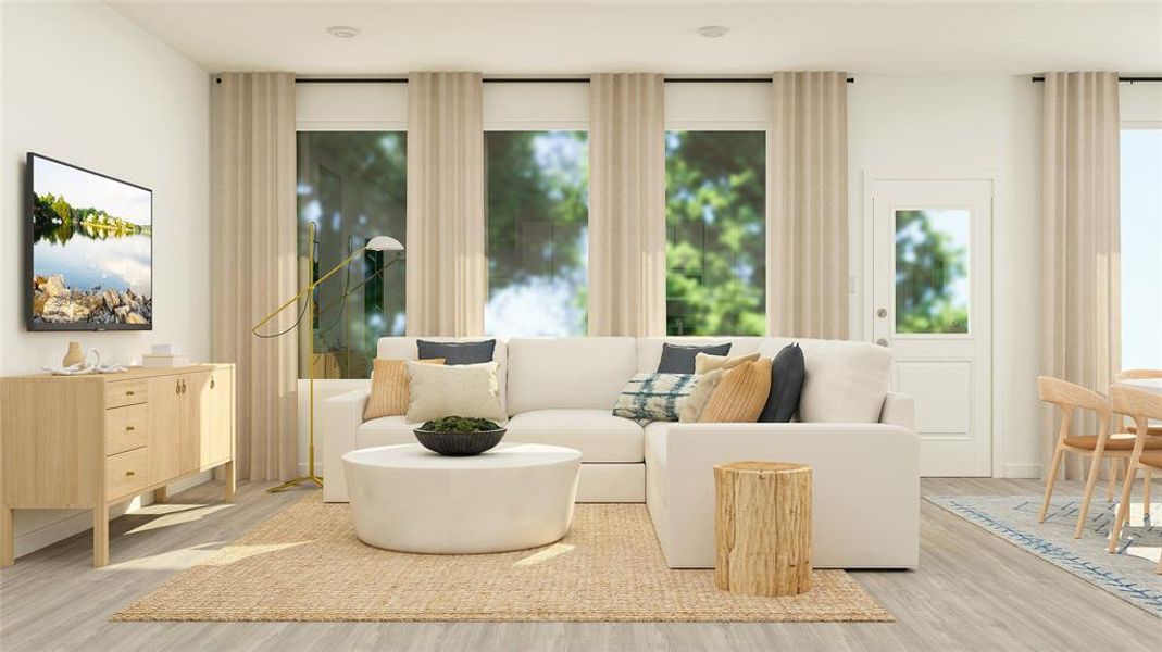 Living area featuring light hardwood / wood-style floors